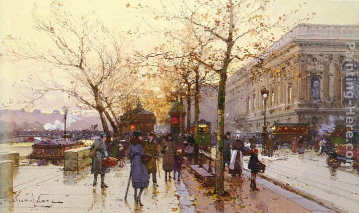 Les Quais De Paris painting - Eugene Galien-Laloue Les Quais De Paris art painting